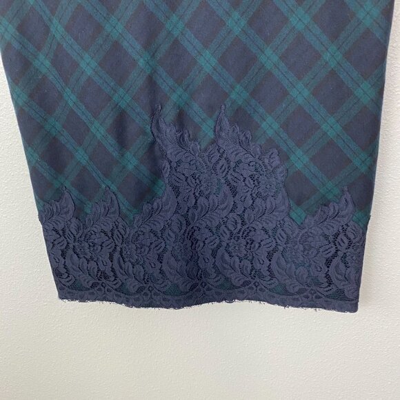 Talbots Wool Blend Plaid Sheath Dress Lace Hem Womens 10 - Picture 3 of 9